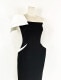 ビックリボン ワンショルダー ミモレ丈 タイトドレス