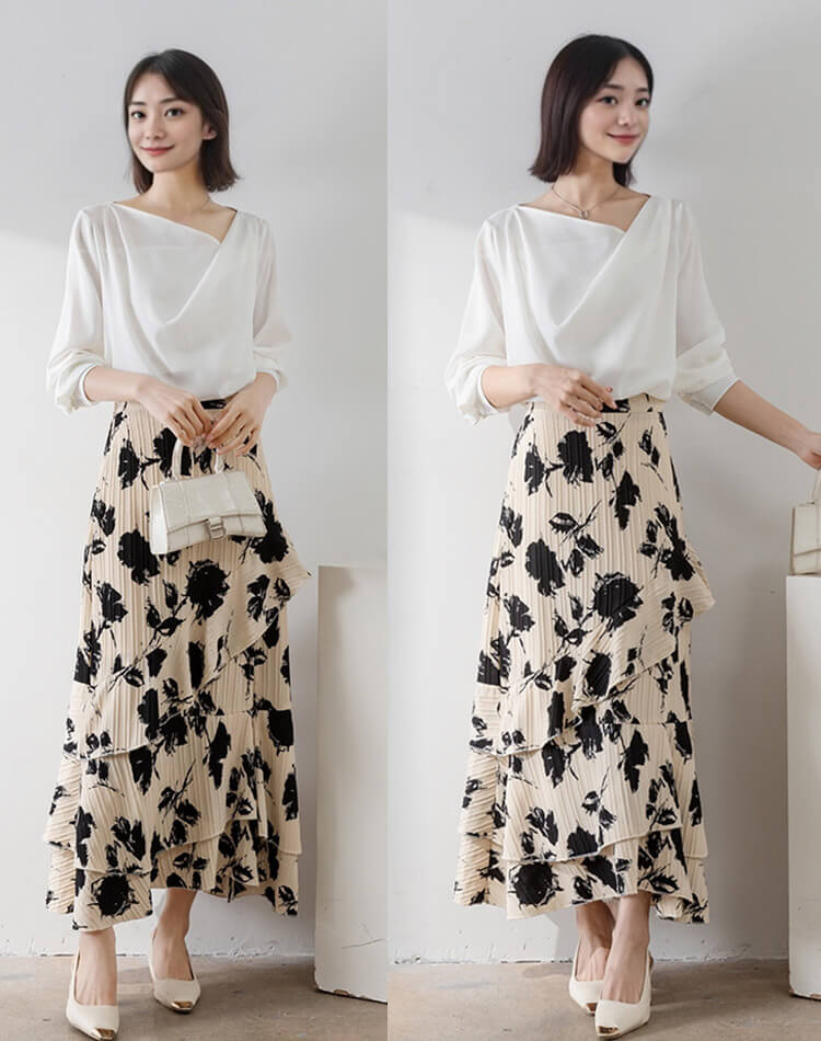 アシンメトリー Vネック きれいめ 長袖 ブラウス