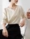 アシンメトリー Vネック きれいめ 長袖 ブラウス