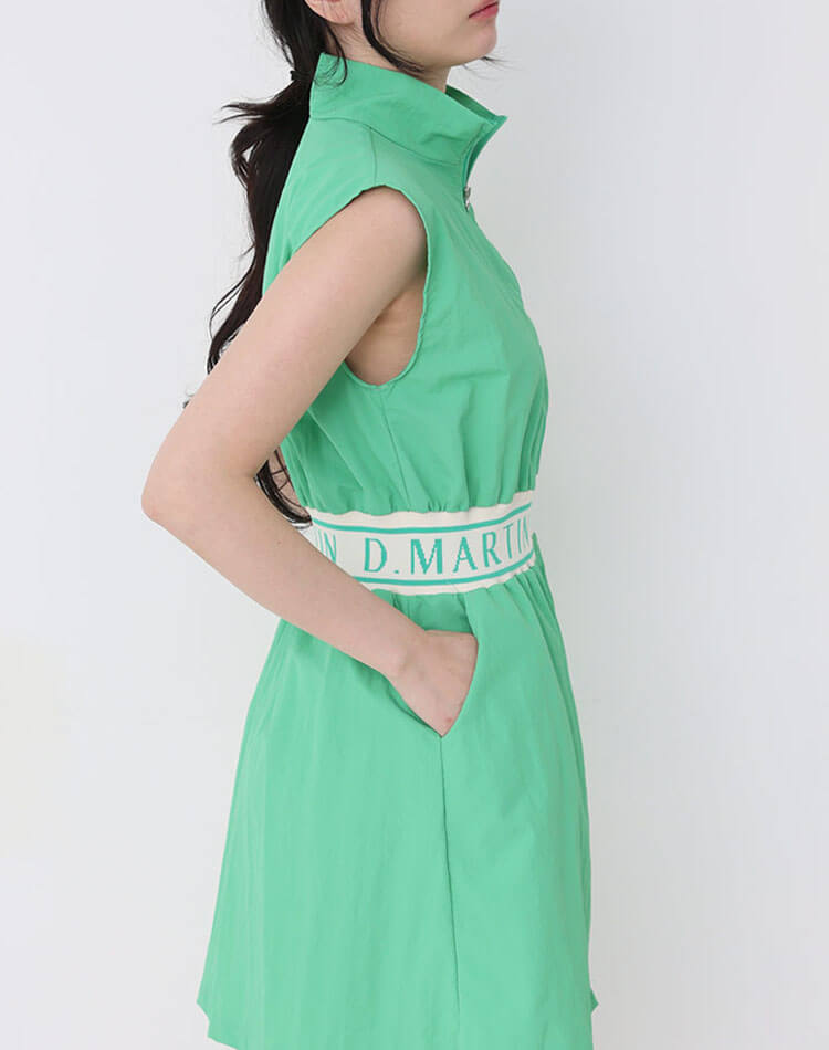 ジップアップ ワンピース ゴルフ レディース ノースリーブ