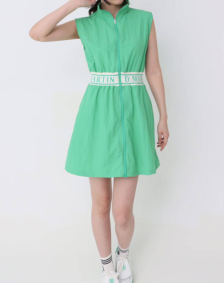 ジップアップ ワンピース ゴルフ レディース ノースリーブ