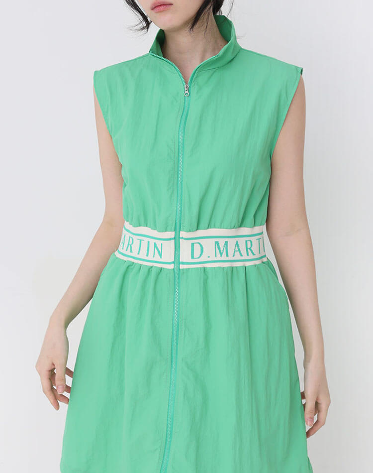 ジップアップ ワンピース ゴルフ レディース ノースリーブ