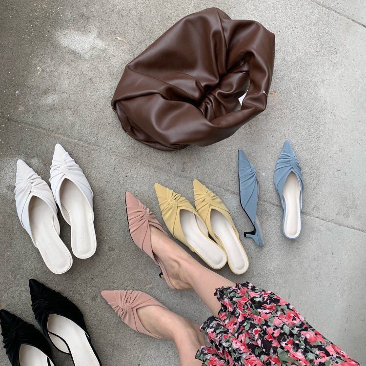 クロスリボン ポインテッドトゥサンダル