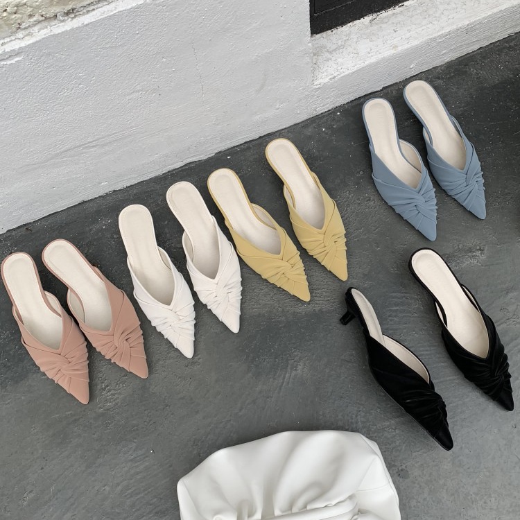 クロスリボン ポインテッドトゥサンダル