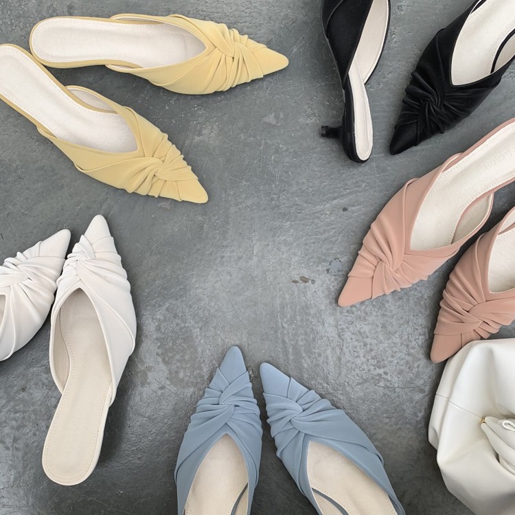 クロスリボン ポインテッドトゥサンダル