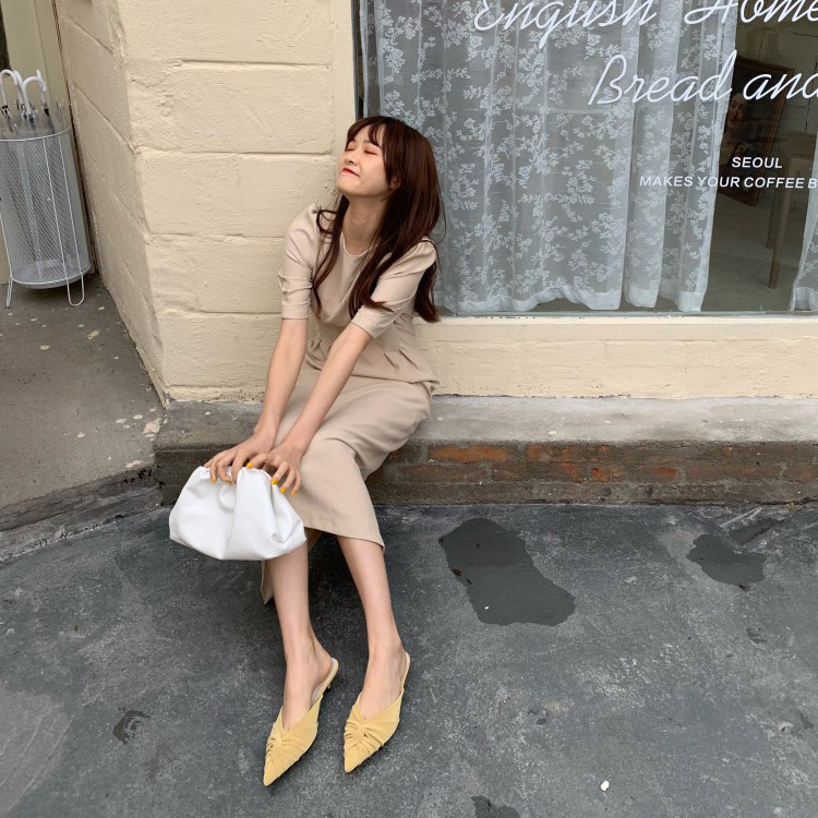 クロスリボン ポインテッドトゥサンダル