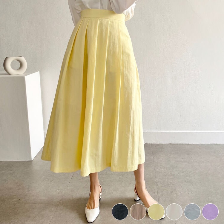 さわやか ミモレ丈 Aライン プリーツスカート