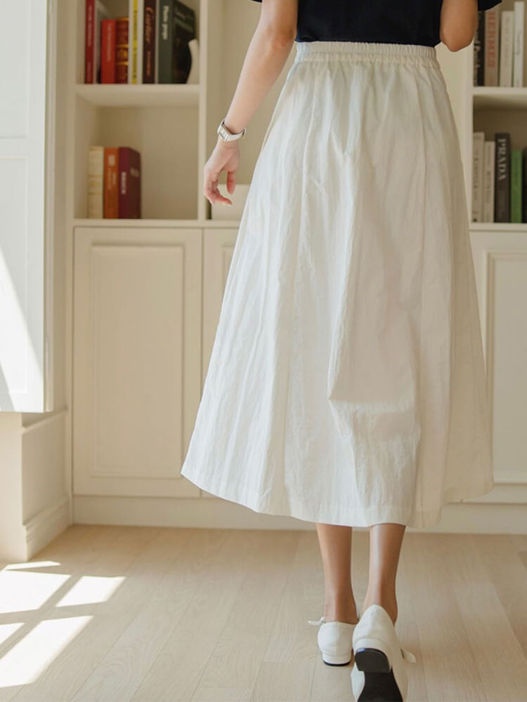 さわやか ミモレ丈 Aライン プリーツスカート