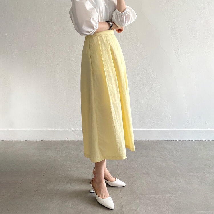 さわやか ミモレ丈 Aライン プリーツスカート