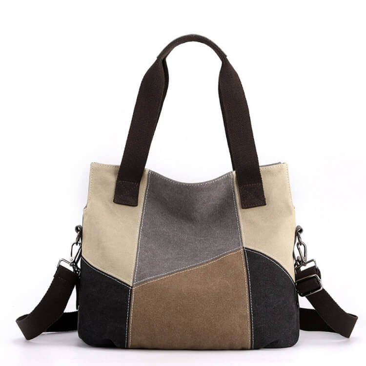 3WAY バイカラー パッチワーク キャンバスバッグ