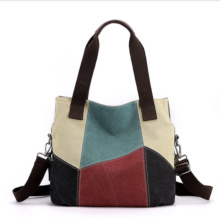 3WAY バイカラー パッチワーク キャンバスバッグ