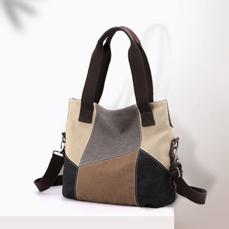 3WAY バイカラー パッチワーク キャンバスバッグ
