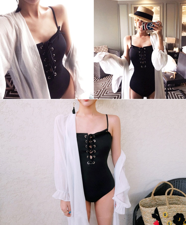 セクシーな編み上げ ワンピース 水着