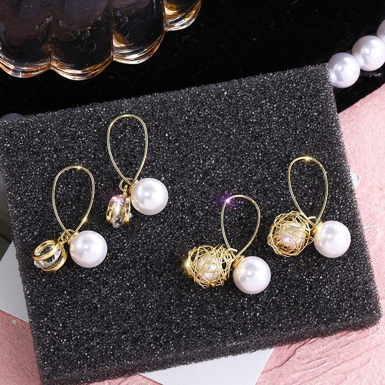 パールキャッチ メタルボール ストーン フープピアス