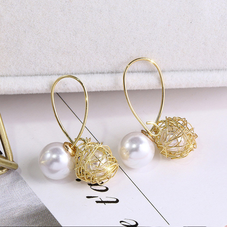 パールキャッチ メタルボール ストーン フープピアス