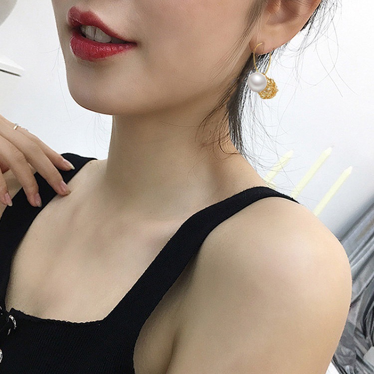 パールキャッチ メタルボール ストーン フープピアス