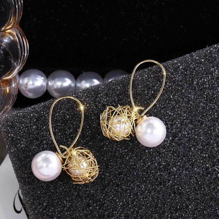 パールキャッチ メタルボール ストーン フープピアス