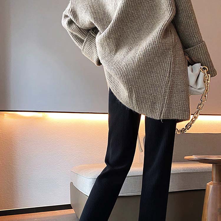 ベルト付き ざっくり編み ニットカーディガン