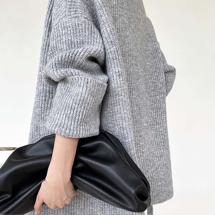 ベルト付き ざっくり編み ニットカーディガン