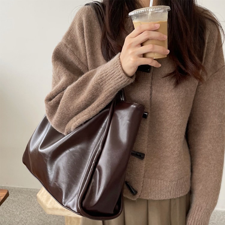 ソフトレザー シンプル 大きめ トートバッグ