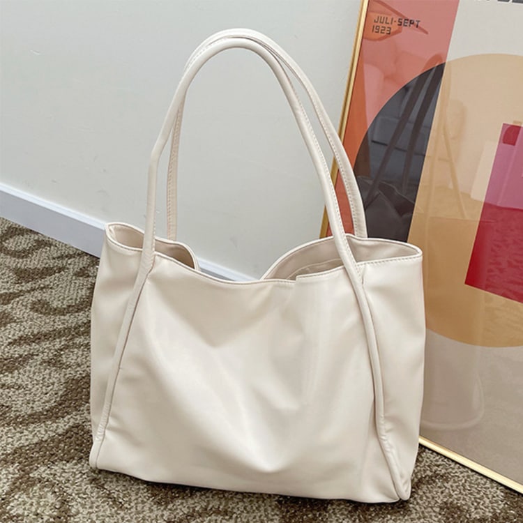 ソフトレザー シンプル 大きめ トートバッグ