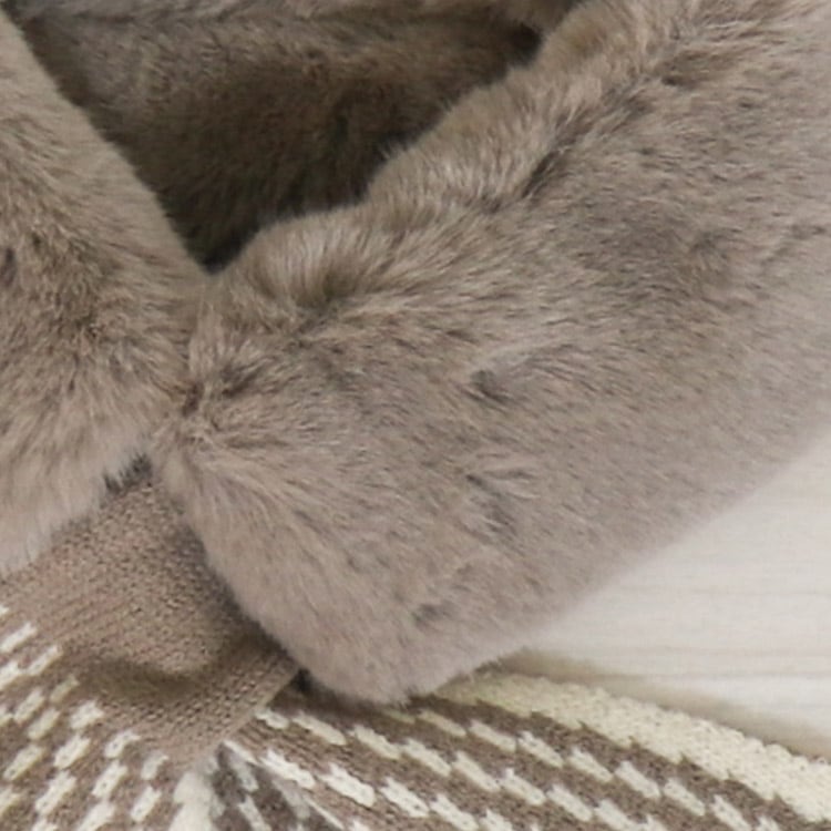 ふわふわフェイクファー かわいい リボン ミニマフラー