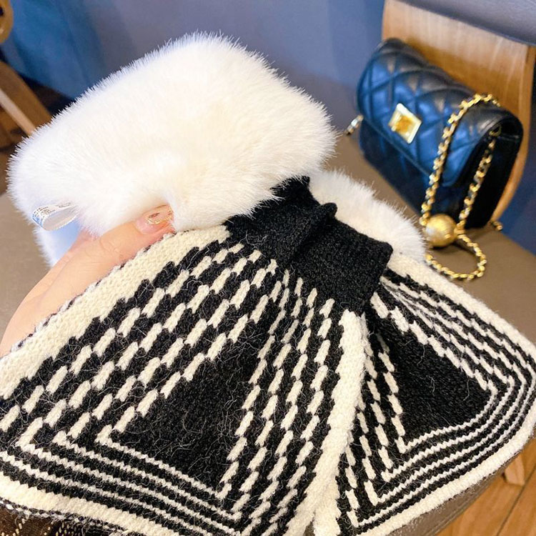 ふわふわフェイクファー かわいい リボン ミニマフラー