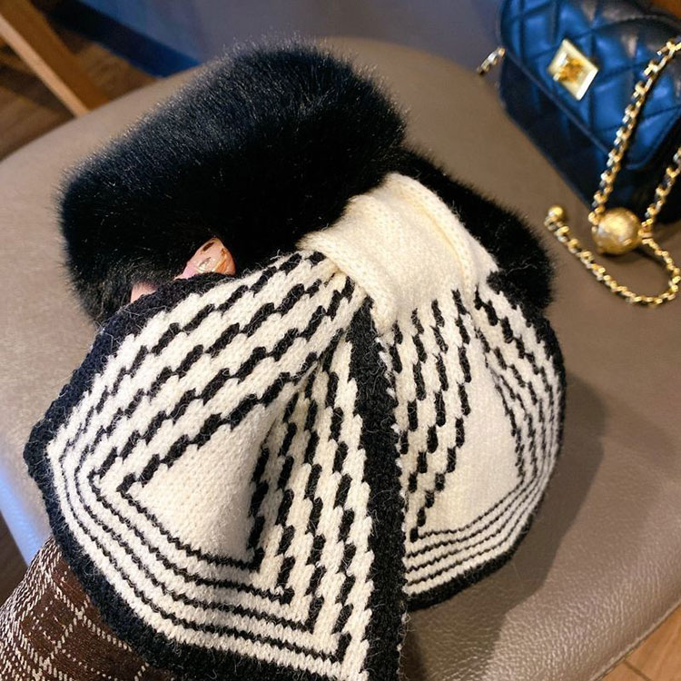 ふわふわフェイクファー かわいい リボン ミニマフラー