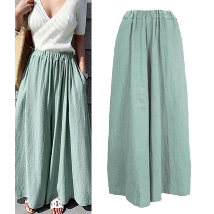 リネン 九分丈 スカーチョ