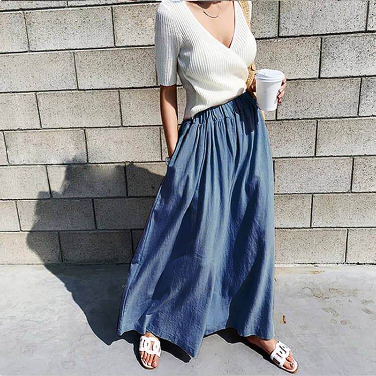 リネン 九分丈 スカーチョ