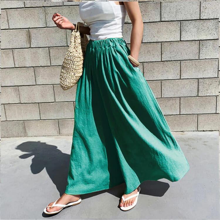 リネン 九分丈 スカーチョ