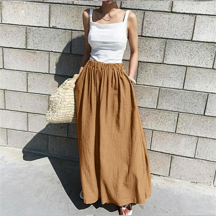 リネン 九分丈 スカーチョ