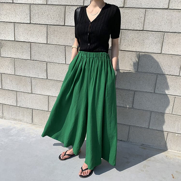 リネン 九分丈 スカーチョ