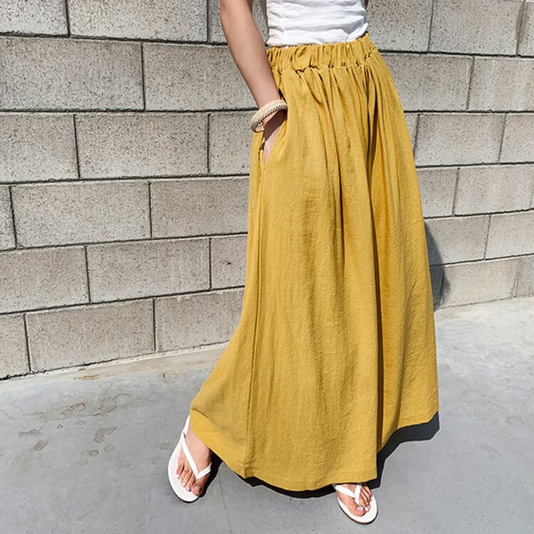 リネン 九分丈 スカーチョ