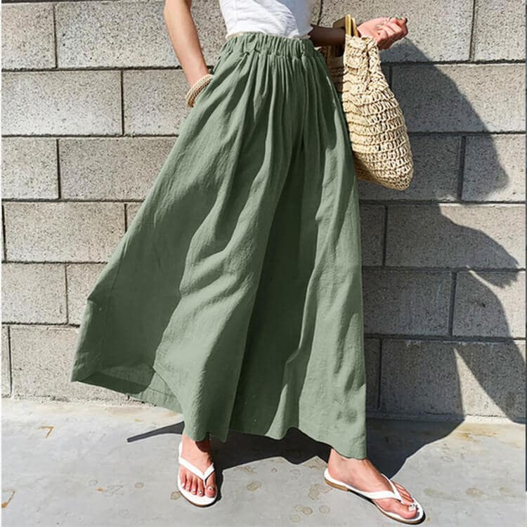 リネン 九分丈 スカーチョ