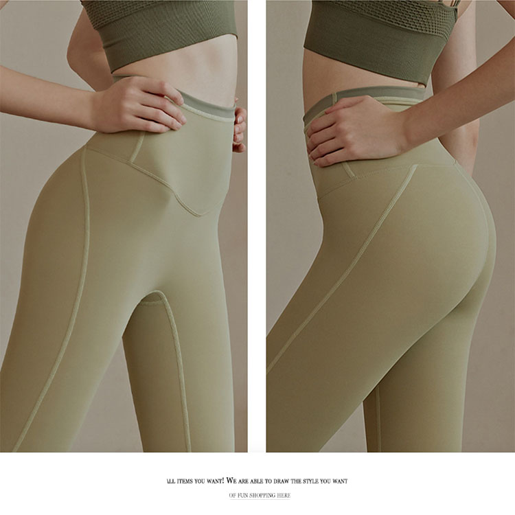 ウエストバイカラー ハイウエスト レギンス ヨガウエア