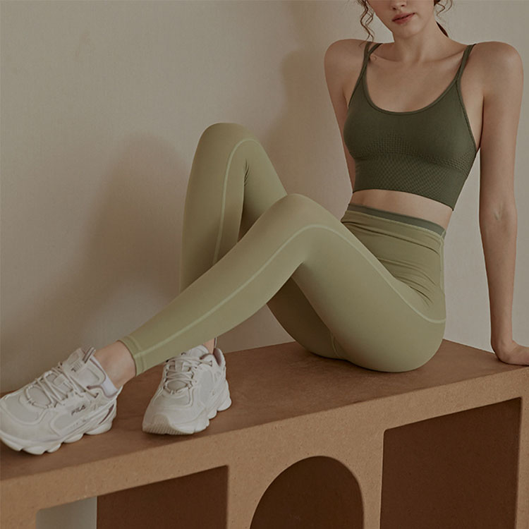 ウエストバイカラー ハイウエスト レギンス ヨガウエア