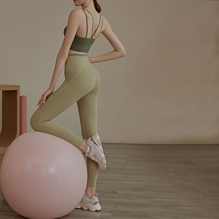 ウエストバイカラー ハイウエスト レギンス ヨガウエア