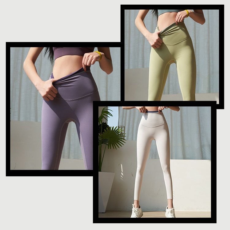 ウエストバイカラー ハイウエスト レギンス ヨガウエア