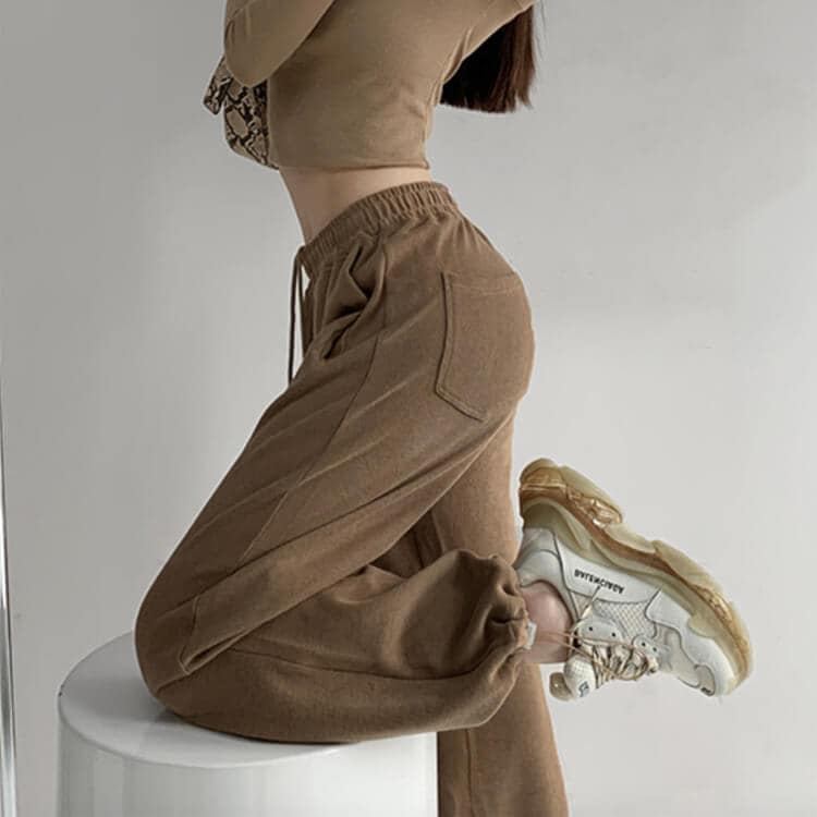 裏起毛 カジュアル 絞り紐 スウェットパンツ