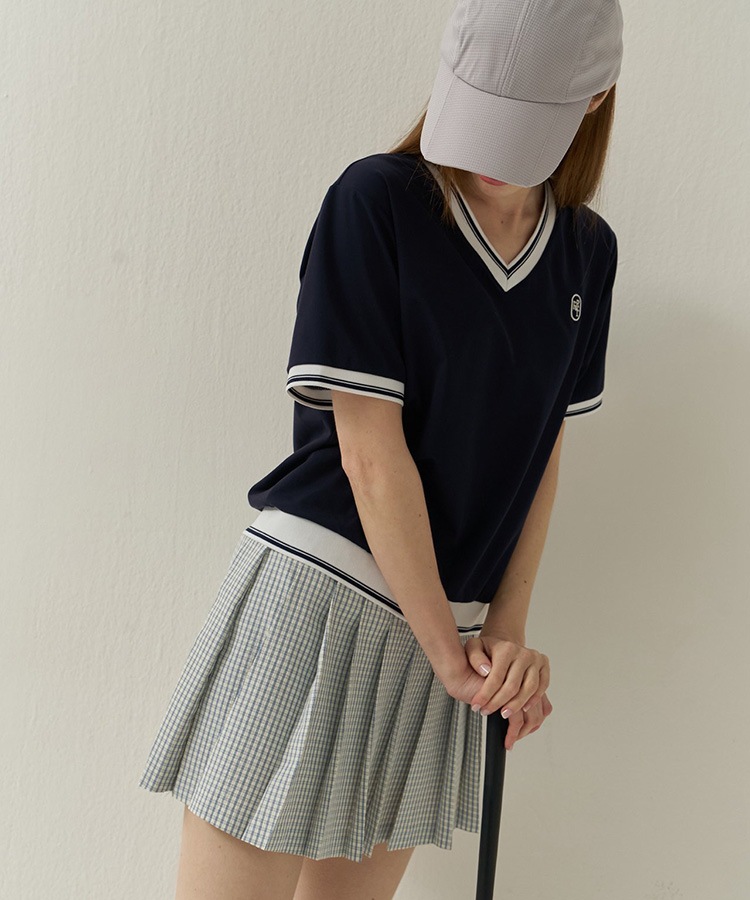 韓国ゴルフウェア Ｖネック 半袖 Ｔシャツ