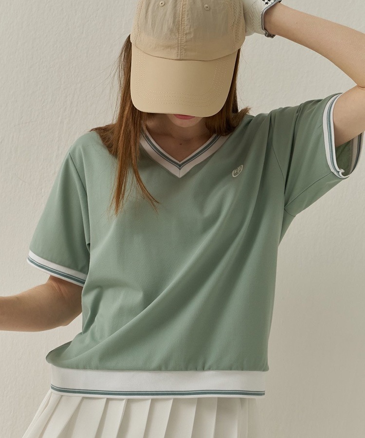 韓国ゴルフウェア Vネック 半袖 Tシャツ | スポーツウエア