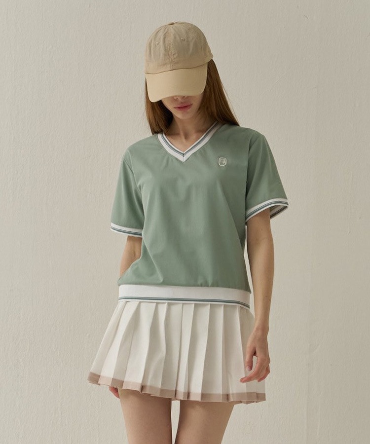 韓国ゴルフウェア Ｖネック 半袖 Ｔシャツ