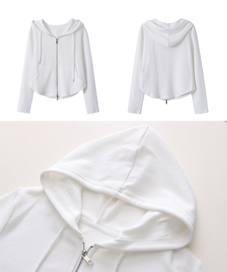 くびれカット ダブル ジップアップ パーカー

