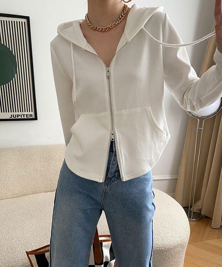くびれカット ダブル ジップアップ パーカー

