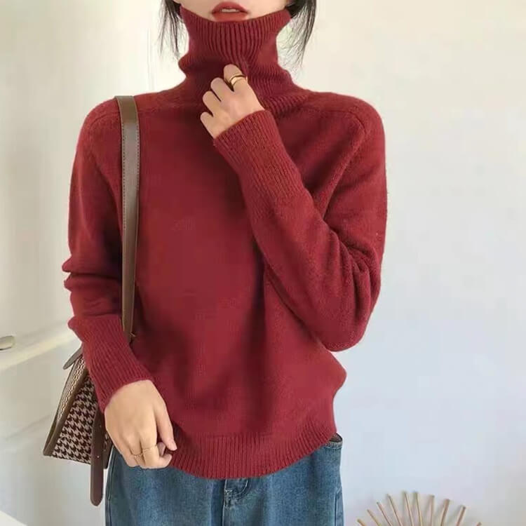 シンプルカジュアル ゆったり タートルネック ニットトップス