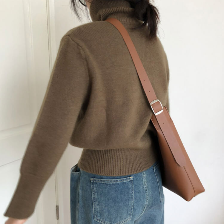 シンプルカジュアル ゆったり タートルネック ニットトップス