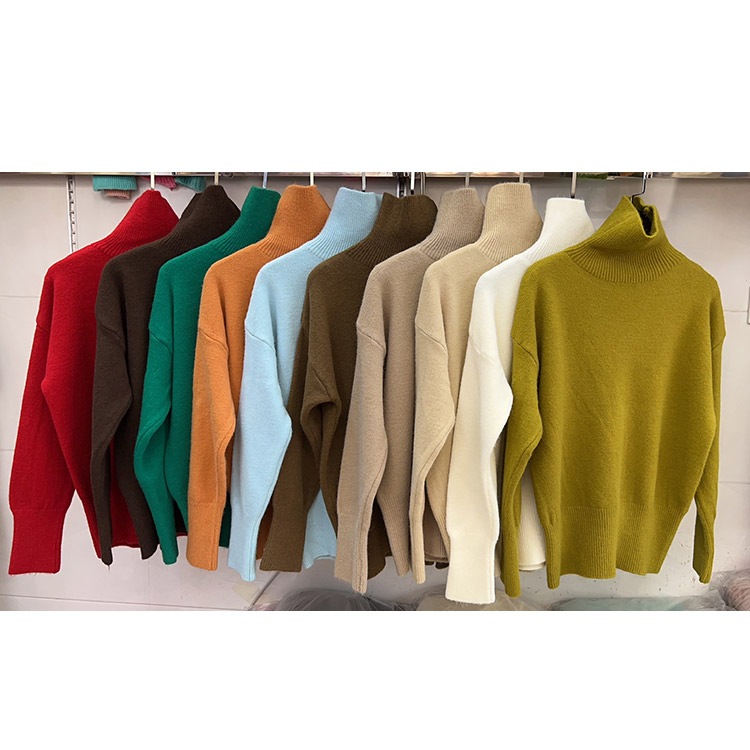 シンプルカジュアル ゆったり タートルネック ニットトップス