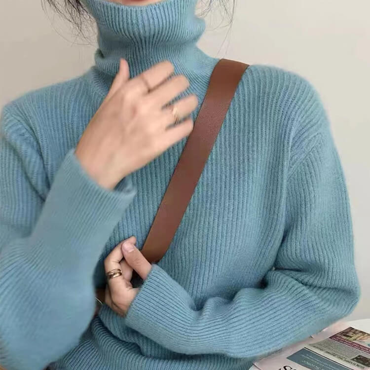 シンプルカジュアル ゆったり タートルネック ニットトップス