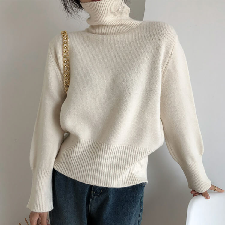 シンプルカジュアル ゆったり タートルネック ニットトップス